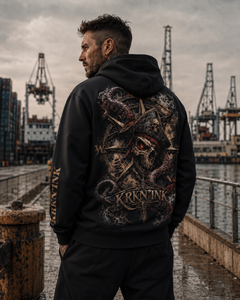 Sweat à capuche zippé KRKN’INK – Pirate tattoo