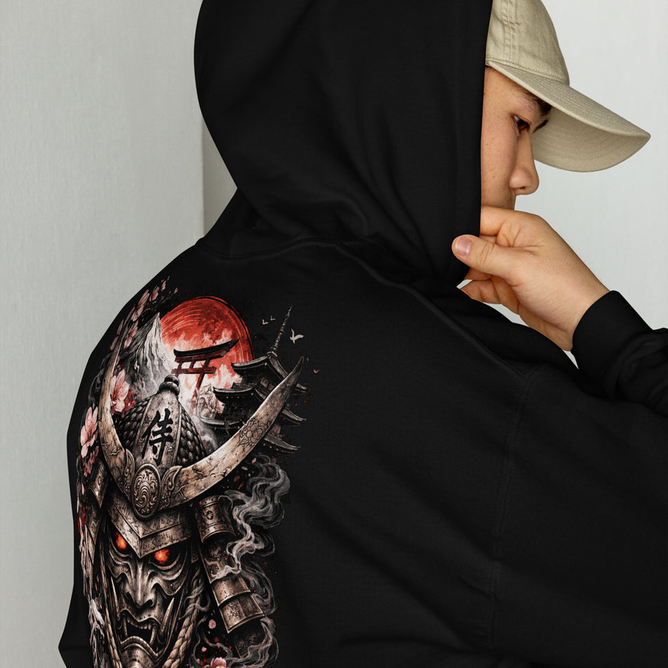 Sweat à capuche KRKN’INK – Crimson Samurai | Premium Japanese Tattoo Edition