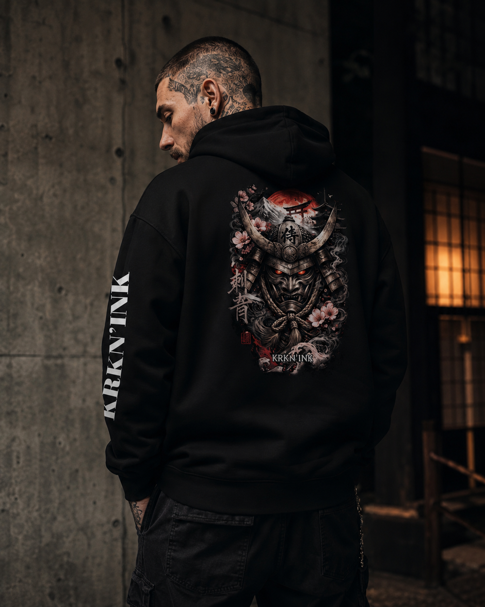 Sweat à capuche KRKN’INK – Crimson Samurai