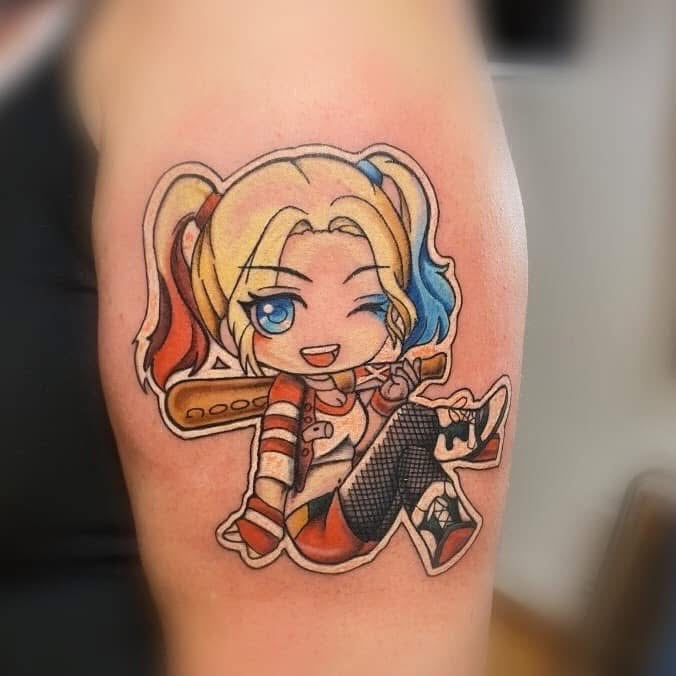 Tatouage Geek Harley Quinn Full color