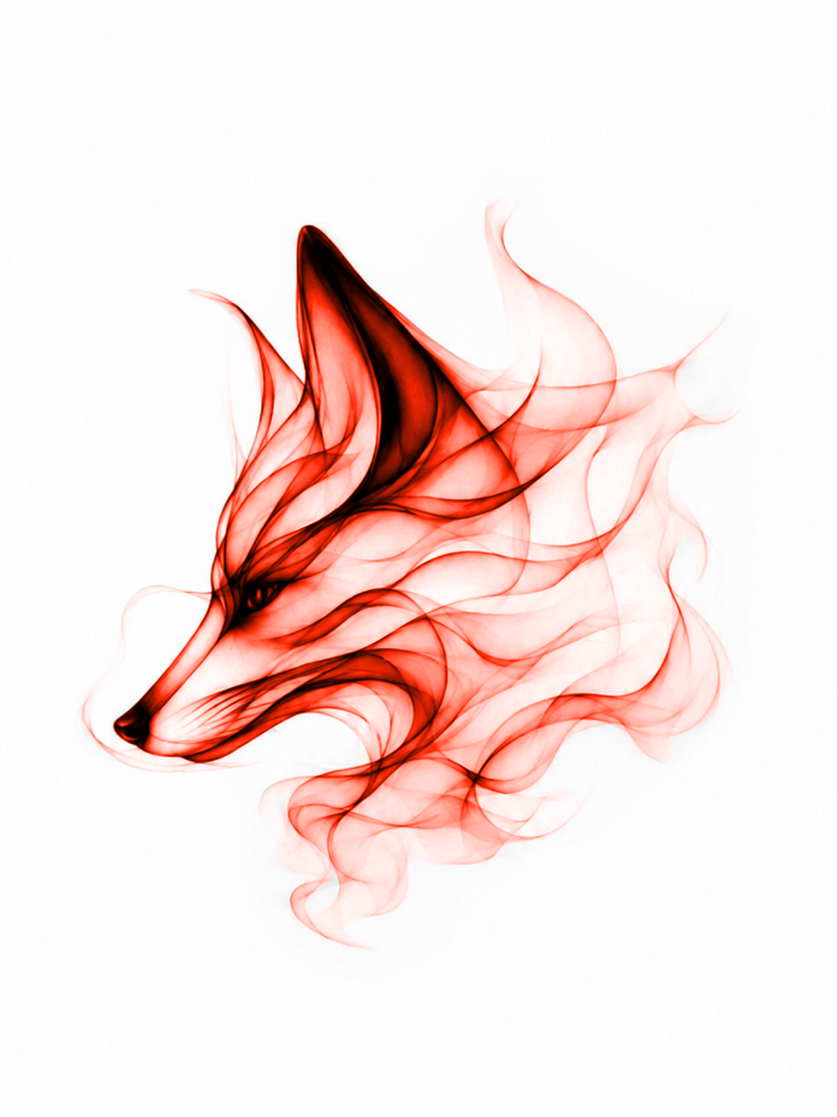 Renard en fumée rouge