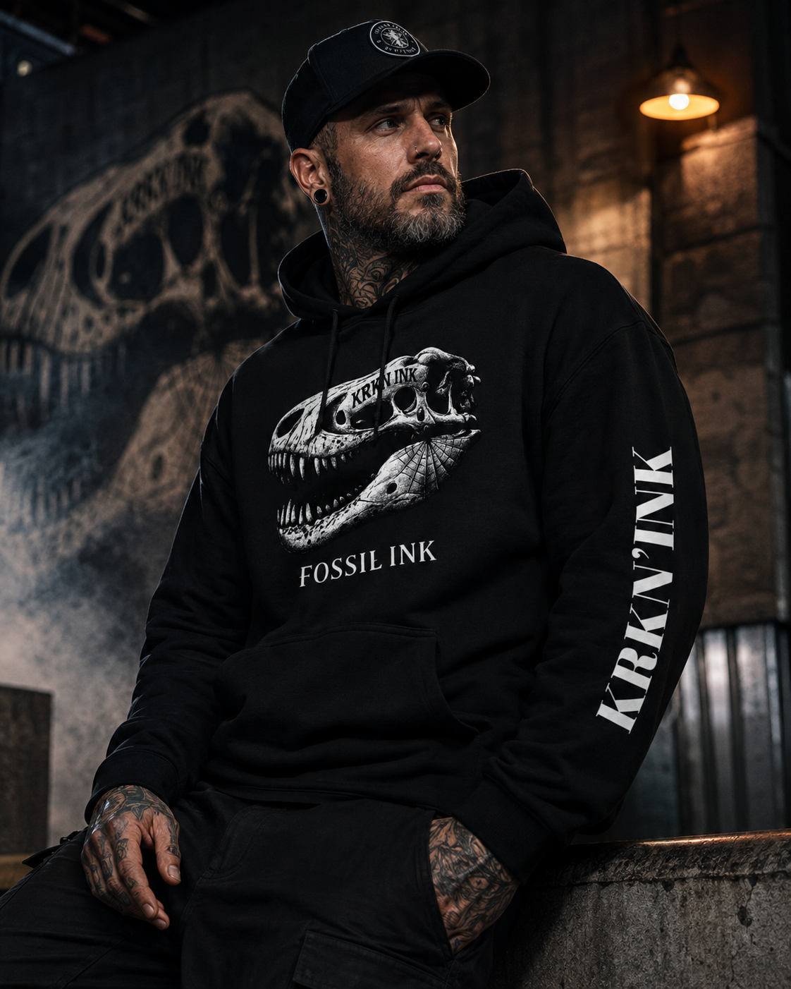 Sweat à capuche KRKN’INK – Fossil Ink Skull  Signature Collection