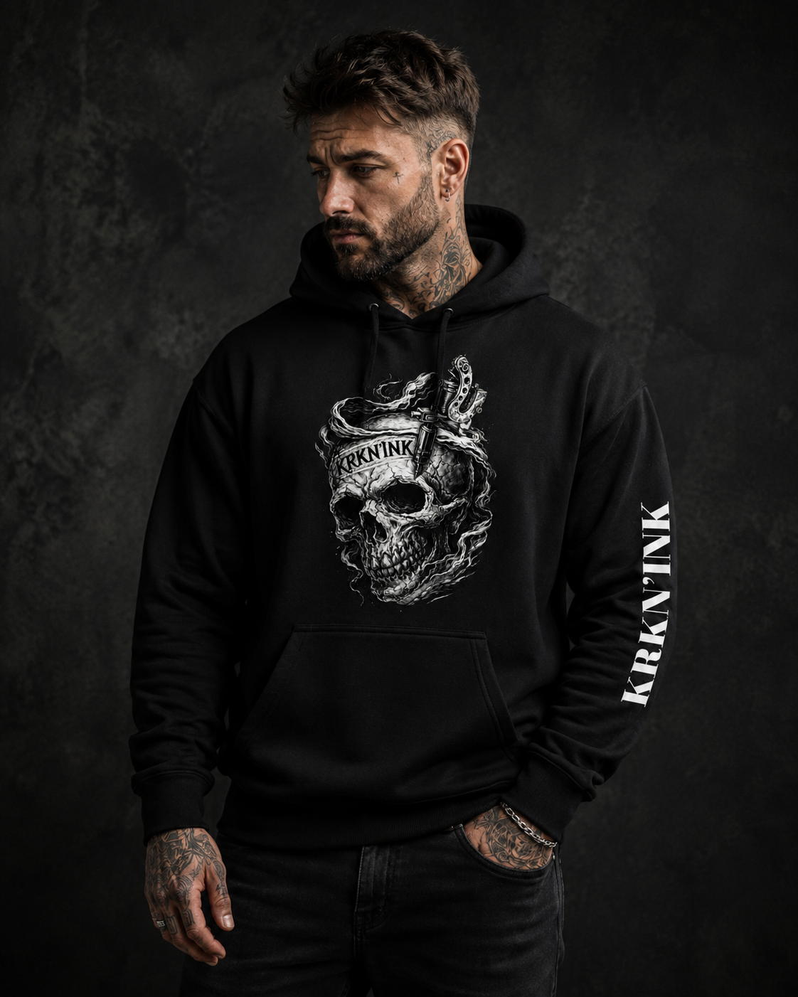 Sweat à capuche KRKN’INK – Skull Machine Hoodie | Signature Collection