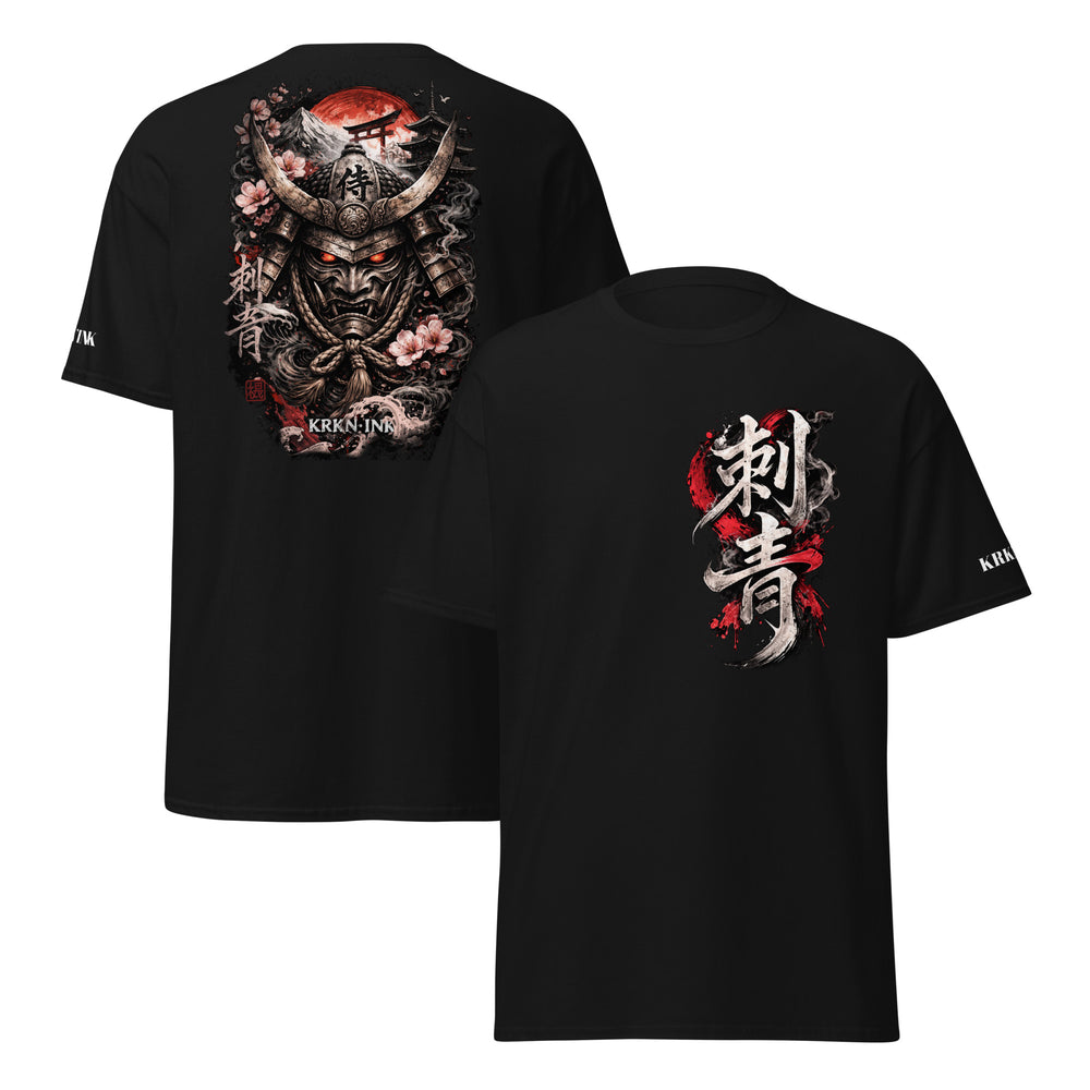 T-shirt KRKN’INK Crimson Samurai style tattoo japonais avec samouraï et soleil rouge