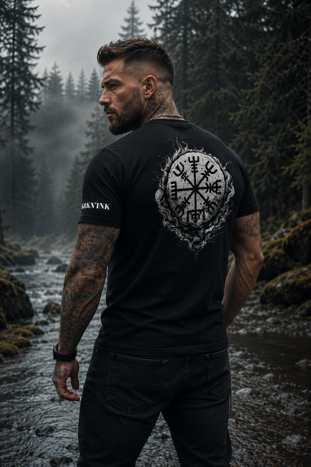T-shirt KRKN’INK – Vegvísir Rune Collar |  Viking Edition