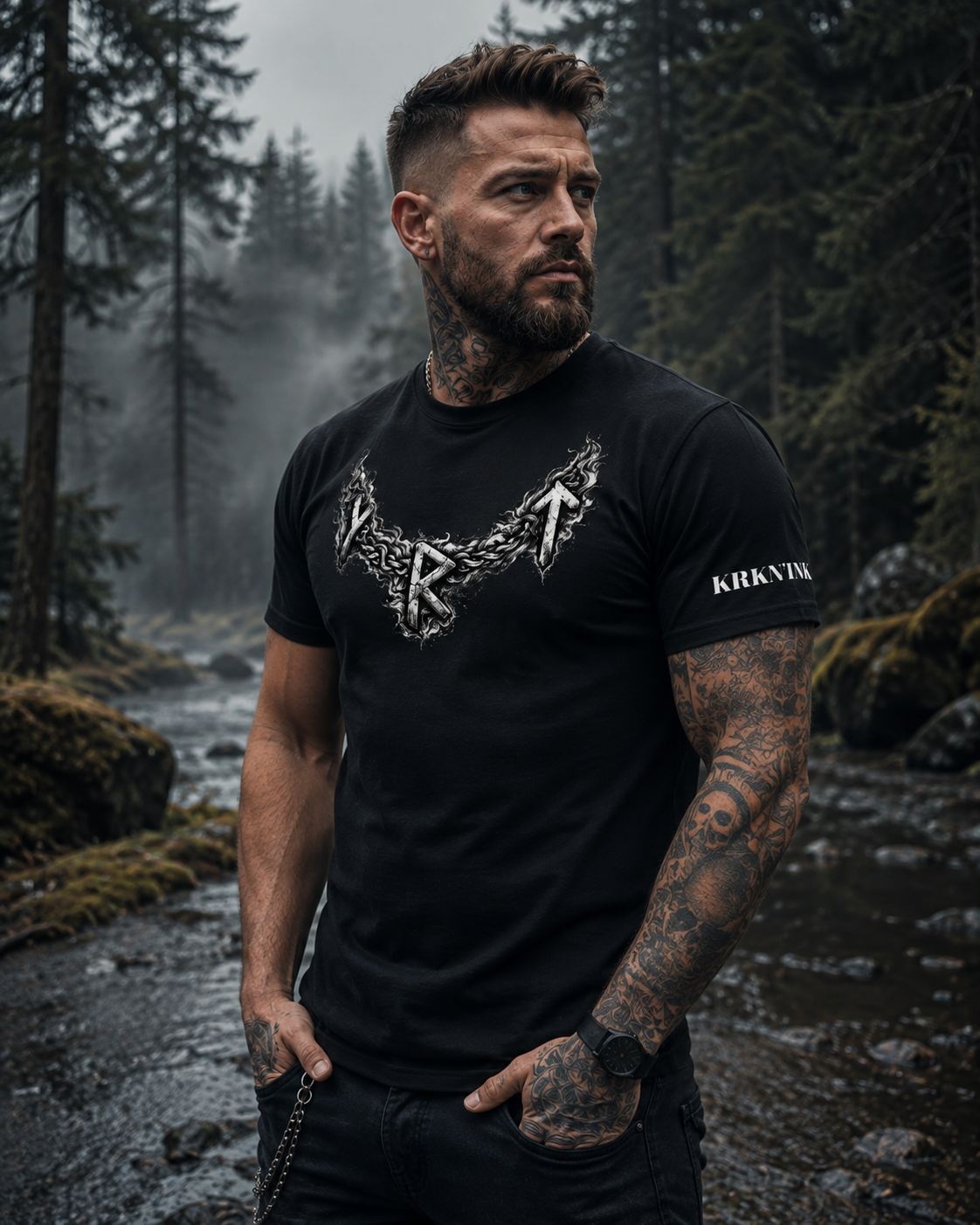 T-shirt KRKN’INK – Vegvísir Rune Collar |  Viking Edition