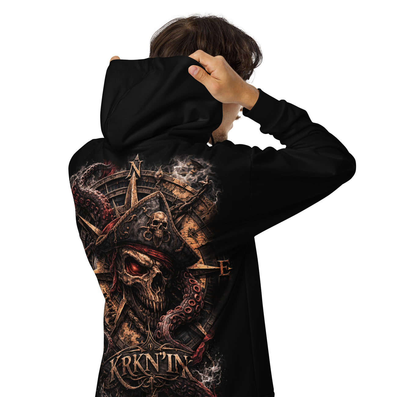 Sweat à capuche zippé KRKN’INK – Premium Pirate tattoo