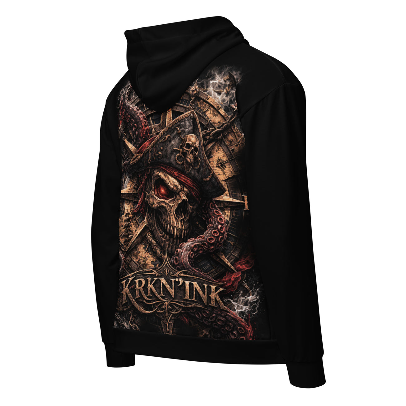 Sweat à capuche zippé KRKN’INK – Premium Pirate tattoo