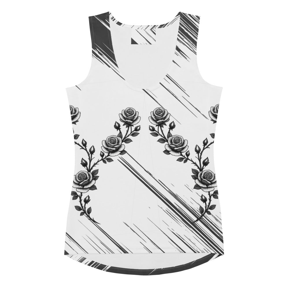 Débardeur Femme KRKN’INK – Roses Tattoo Noir & Blanc