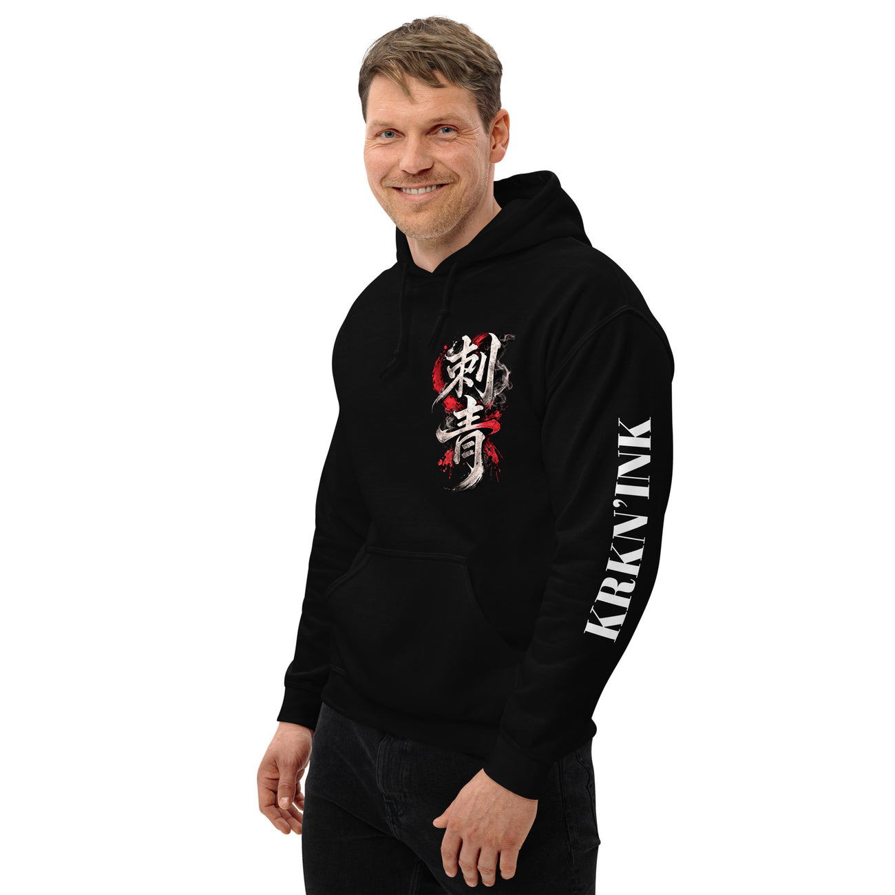 Sweat à capuche KRKN’INK – Crimson Samurai | Premium Japanese Tattoo Edition